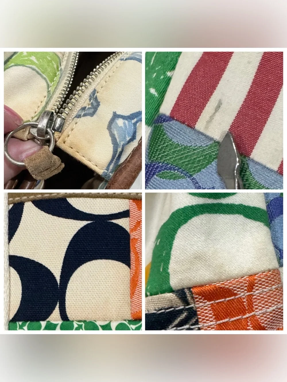 Vintage Coach Hampton Y2K Weekend Signature Multicolor Patchwork Tote 10454 GUC